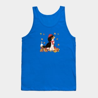 Tri-Color Cavalier King Charles Spaniel in Fall Leaves - Unique Cavalier Gift Tank Top